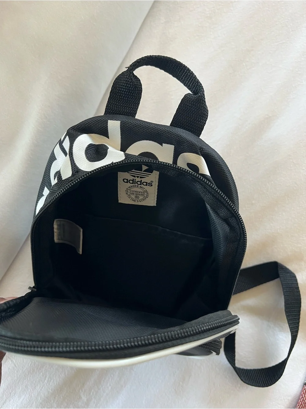 adidas Black Mini Backpack with White Trefoil - Picture 2 of 2